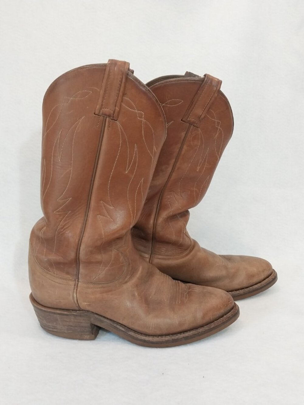 Tony Lama Western Boots Womens 7.5 D Tan Brown Leather Pointy Embroidery Cowgirl - Picture 1 of 15